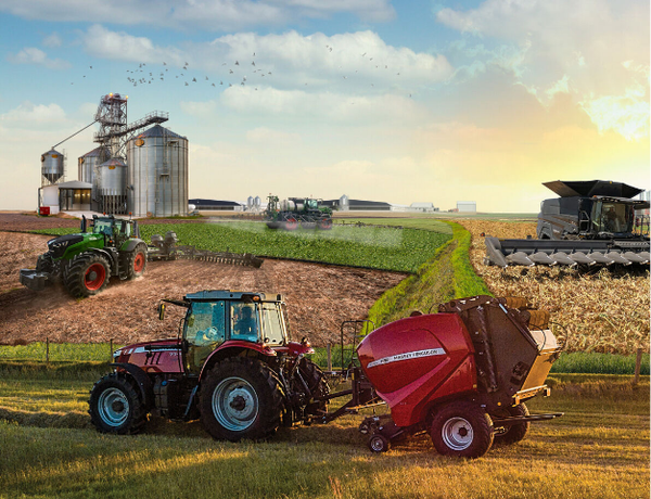 Farm with running equipment